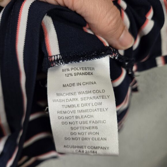 FootJoy Golf Polo Mens Sz Medium M Blue White Pink Striped Stretch Shirt - Picture 4 of 6